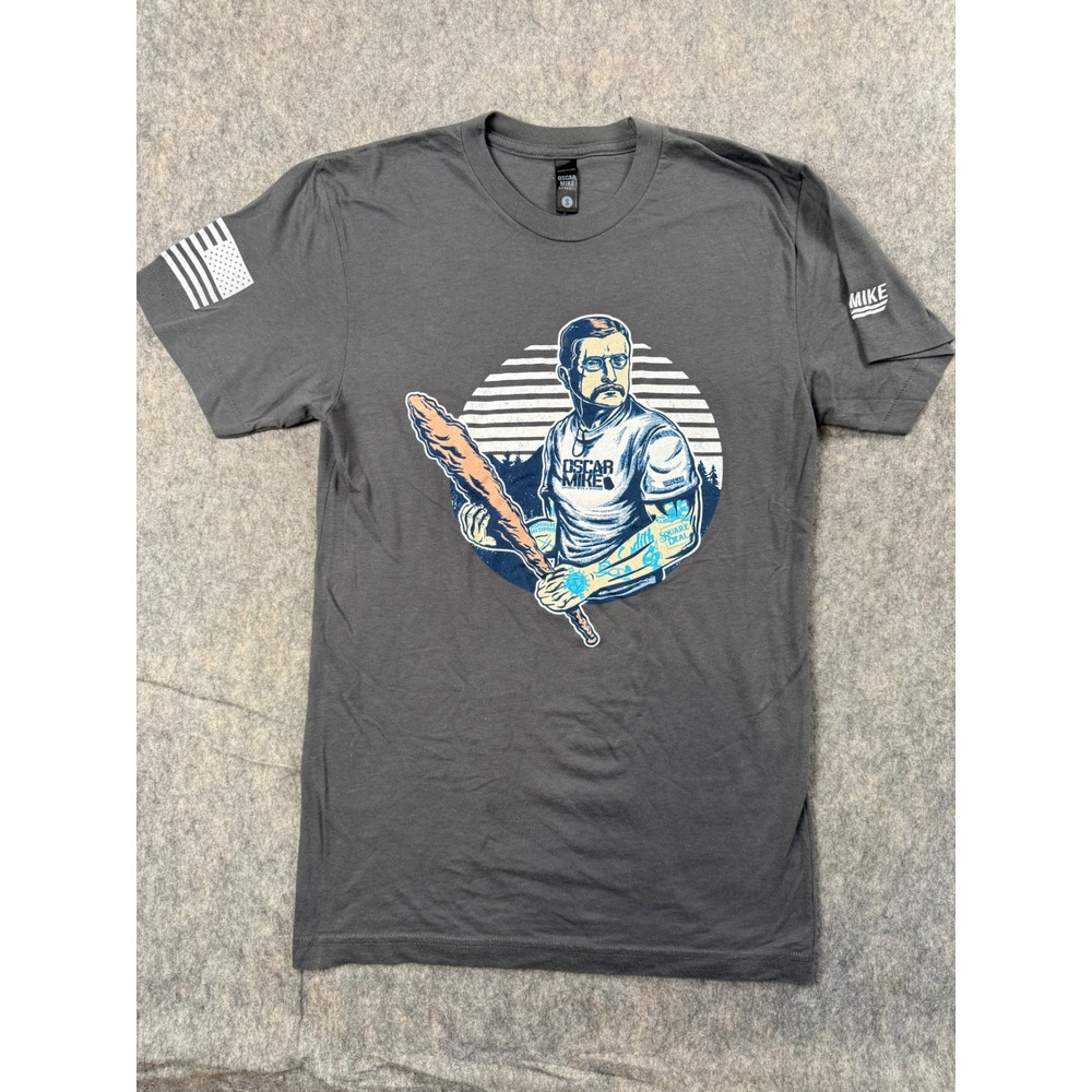 Oscar Mike Theodore Roosevelt Big Stick Graphic T-Shirt Mens Small Grey USA Made